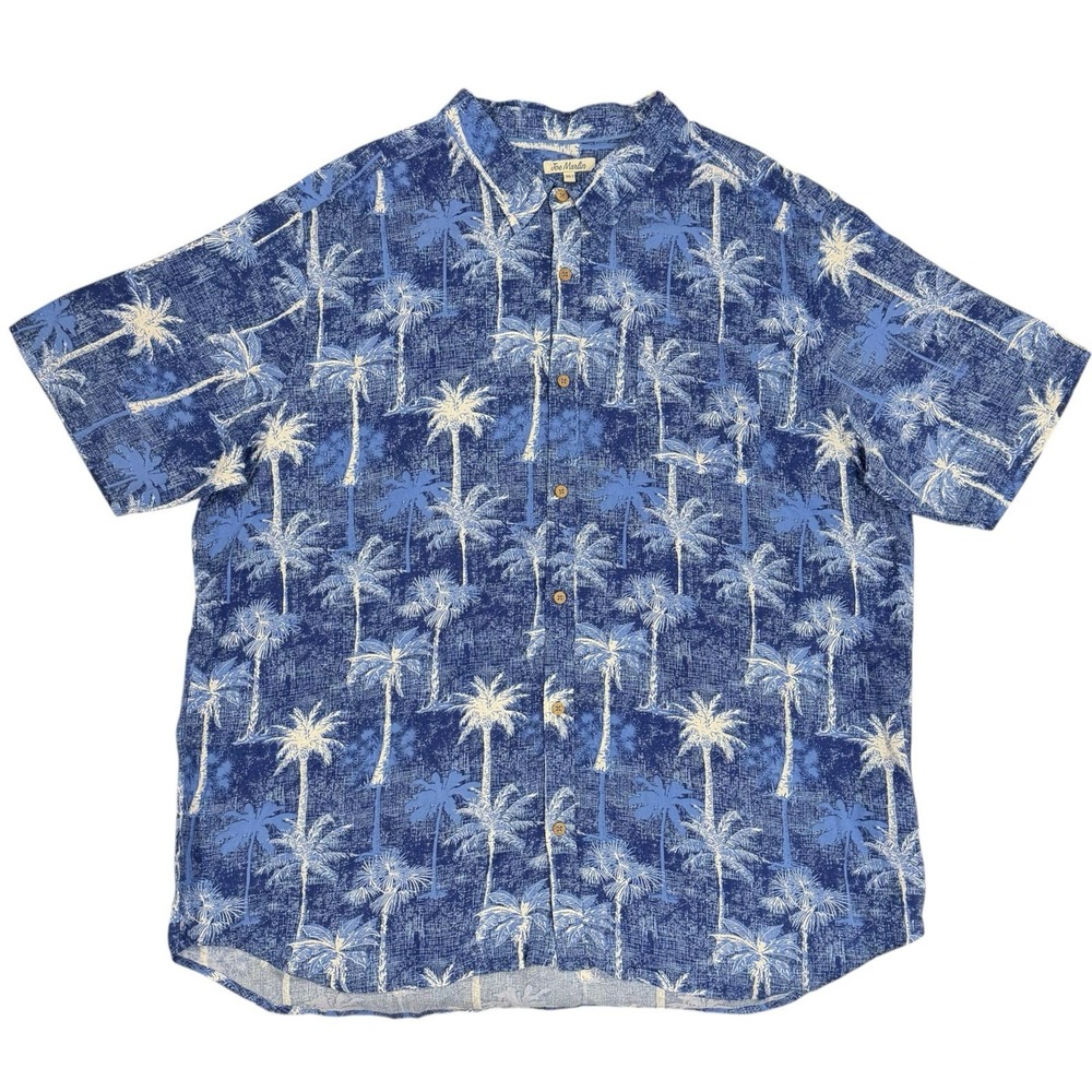 Vintage Joe Marlin Men's 3XLT Button Up Short Sleeve Shirt Palm Tree Tropical